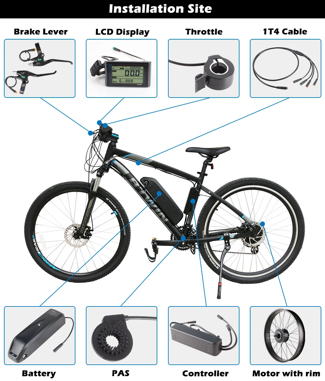 2020 New Arrival 350W 500W Electric Bike Kit E Fat Bike Conversion Kit for Snow Bike