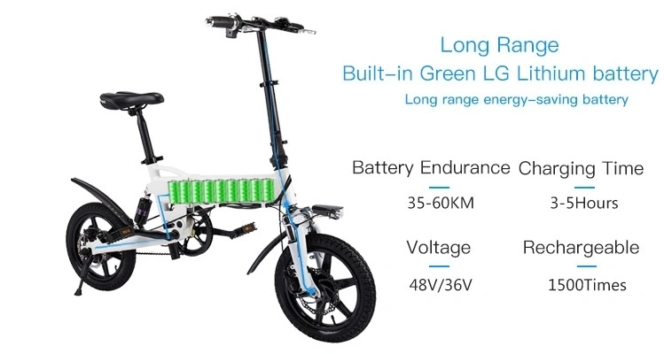 14inch 36V Disc Brake Aluminum Alloy Electric Bikes Sports Electric Folding Bicycle