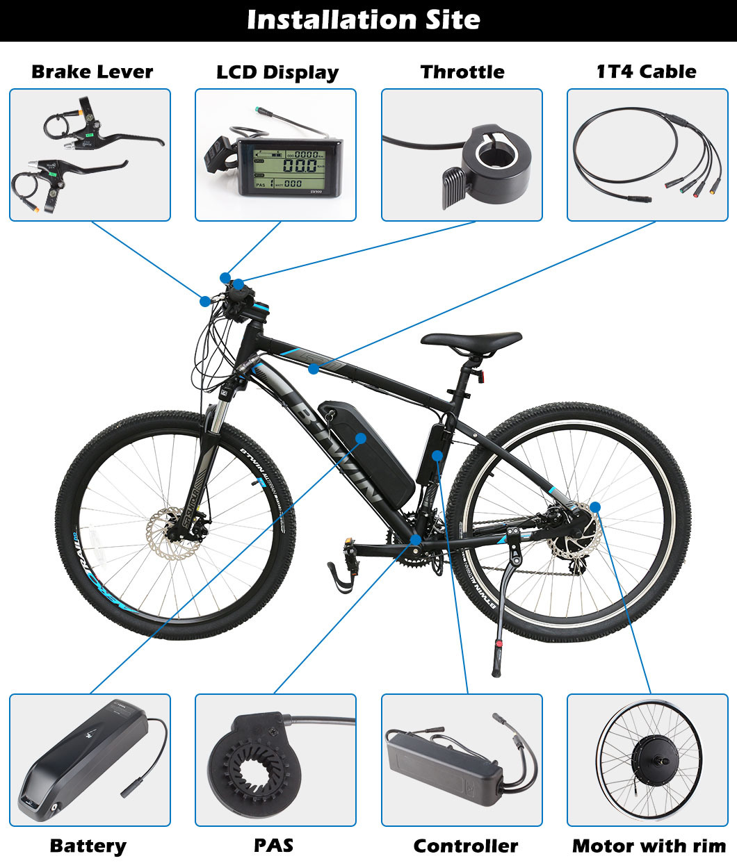 Chinese Factory Ebike Kit Built in Controller 750W Electric Bike Kit All in One Ebike Kit