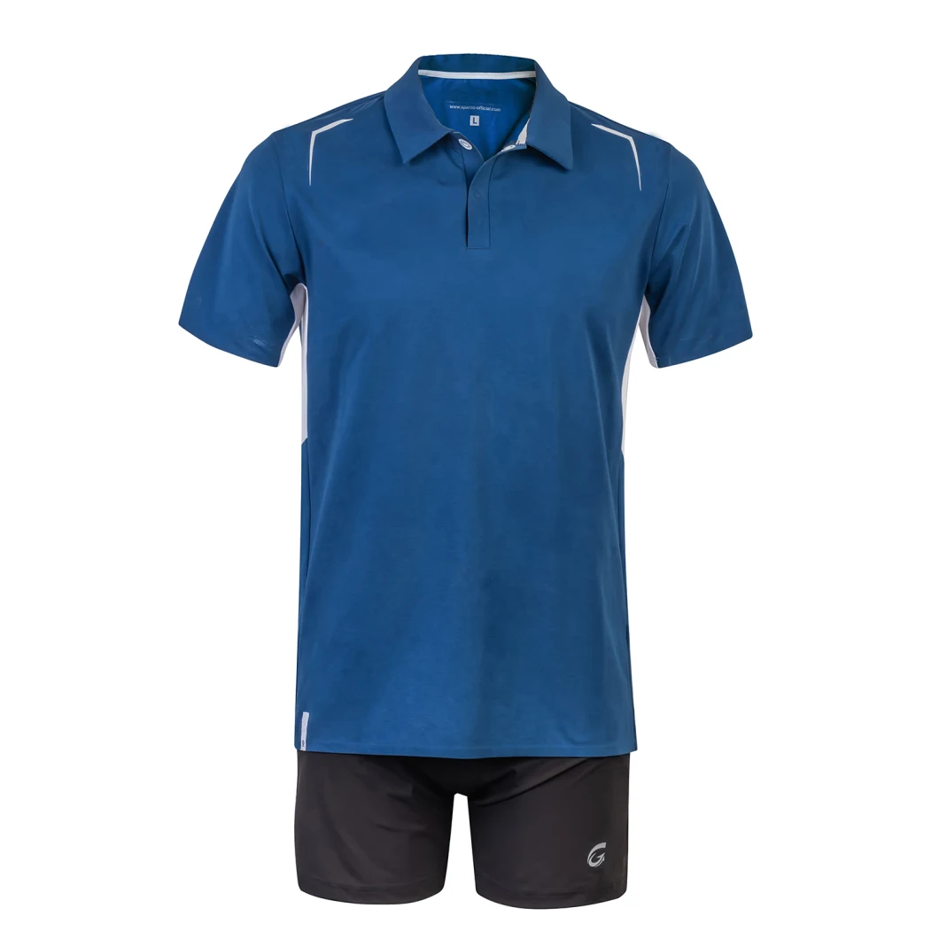 Wholesale Men's Specialized Fashion Outdoor Blue Knitted Sports Polo Shirt