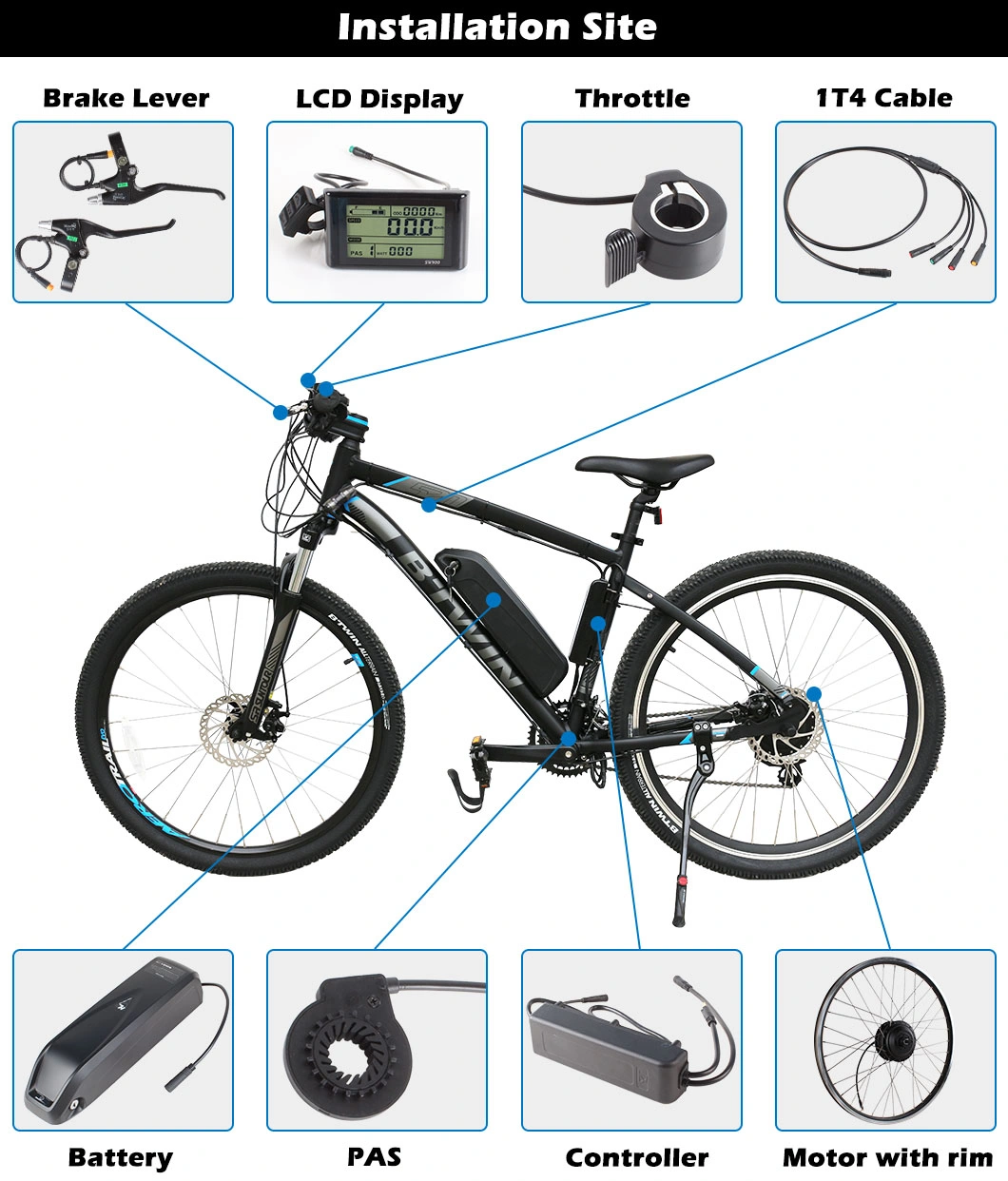 Lightweight Geared Wheel Motor 36V 350W Electric Cycle Electric Bike Conversion Kit