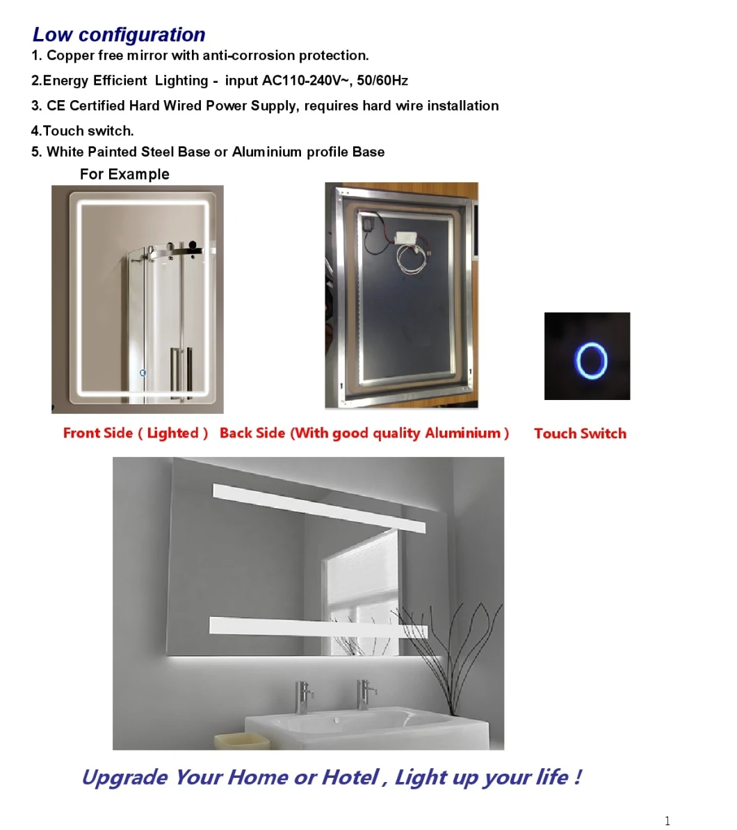 Rectangle LED Mirror/Bathroom Anti Fog Mirror/Lighted Mirror