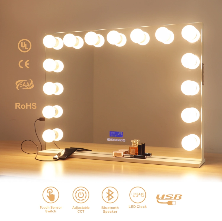 Desktop Mirror Dimmable Lighting Makeup Mirror for Beauty Salon Hairdressing