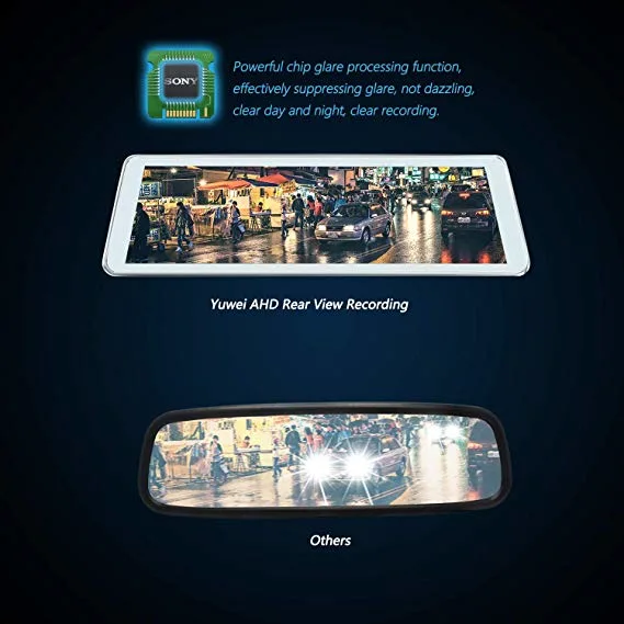 Latest Full Screen LCD Rearview Mirror, Front and Rear Car Recorder