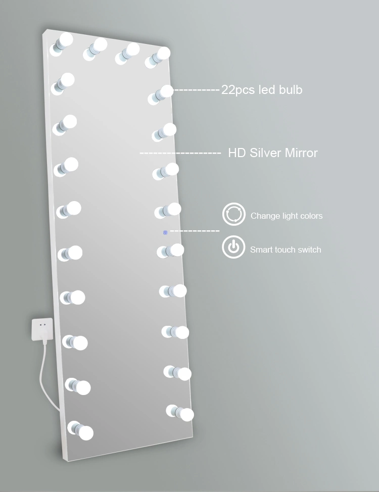 Full Length Standing LED Bulbs Mirror for Bedroom Makeup Dressing