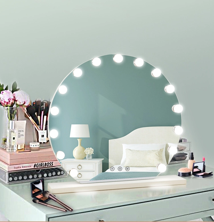 Home Products Bedroom Mirror LED Framed Fitting Mirror 15PCS G35 Type LED Bulbs