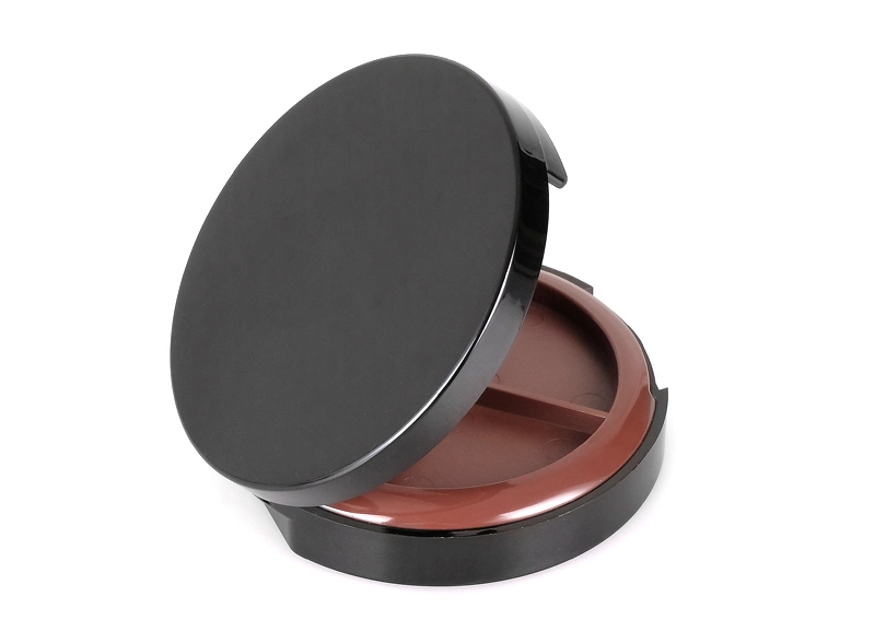 Round Quality 4 Holes Black Round Plastic Empty Case Eyeshadow Box with Mirror