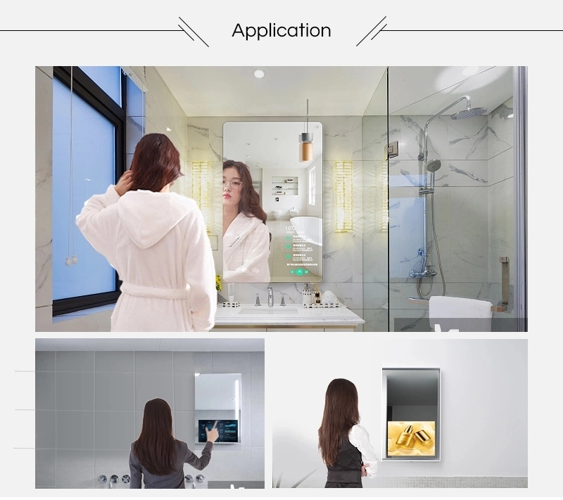 Free Standing Indoor Magic Video Display Digital Player Signage Mirror LCD Kiosk for Washroom