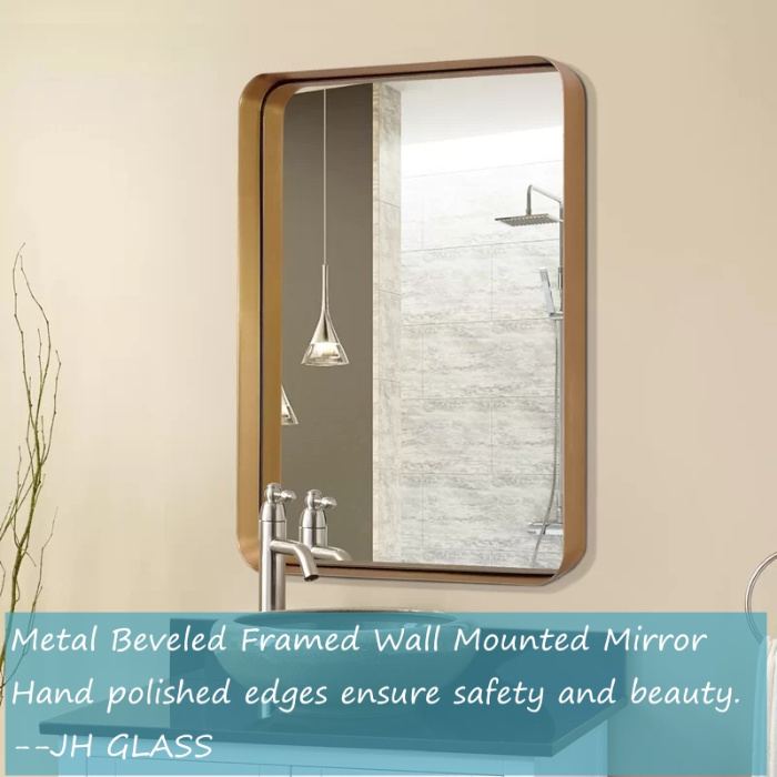 Home Decor Wall Mirror Black Golden Bath Metal Make up Framed Bathroom Mirror