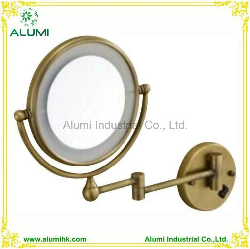 Alumi Bathroom Mounted LED Light Round Magnifying Mirror 3X Bronze