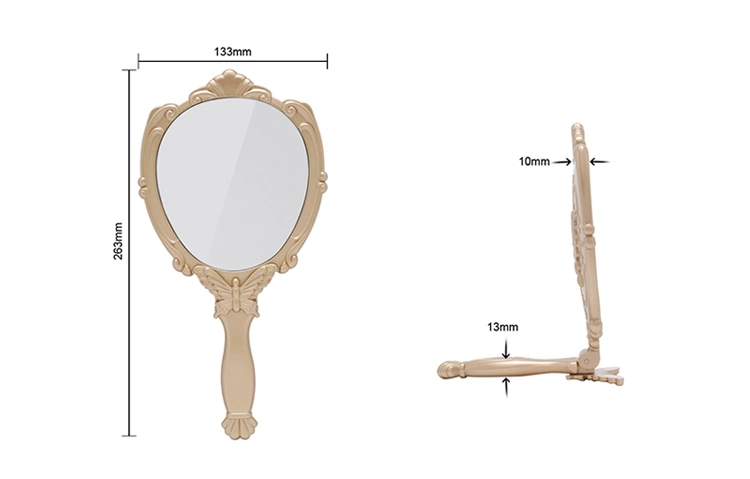 Hot Selling High Definition Glass Delicate Pattern Framed Makeup Mirror Foldable Mirror