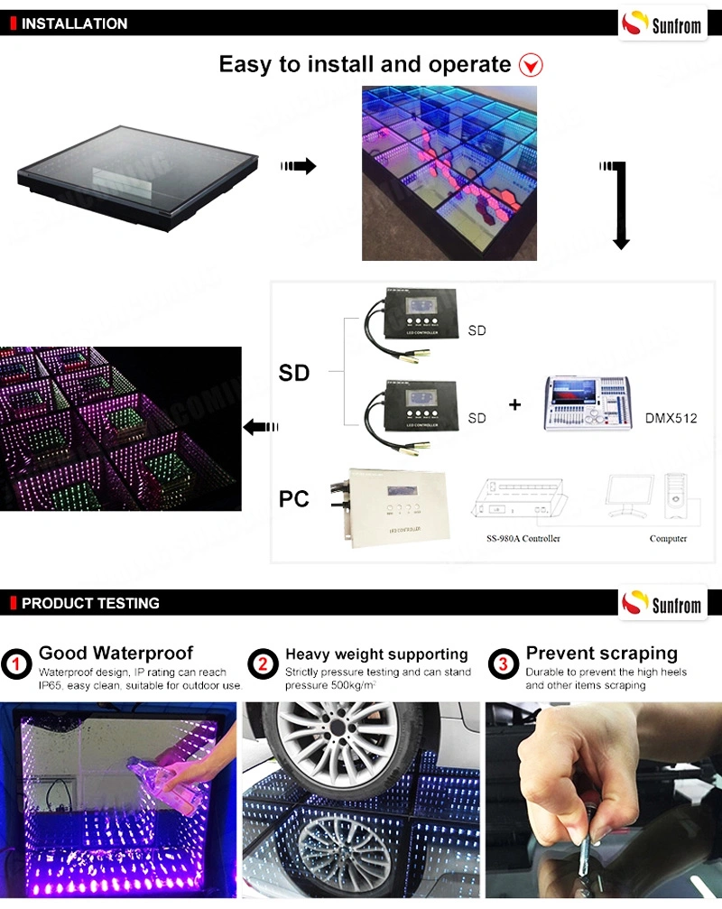 Buy Disco RGB Light up Floor Tile LED 3D DJ LED Mirror Dance Floor for Sale