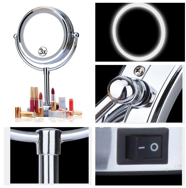 Wall Mounted LED Light Magnifying Mirror 3X 5X Hotel Bathroom Make up Mirrors