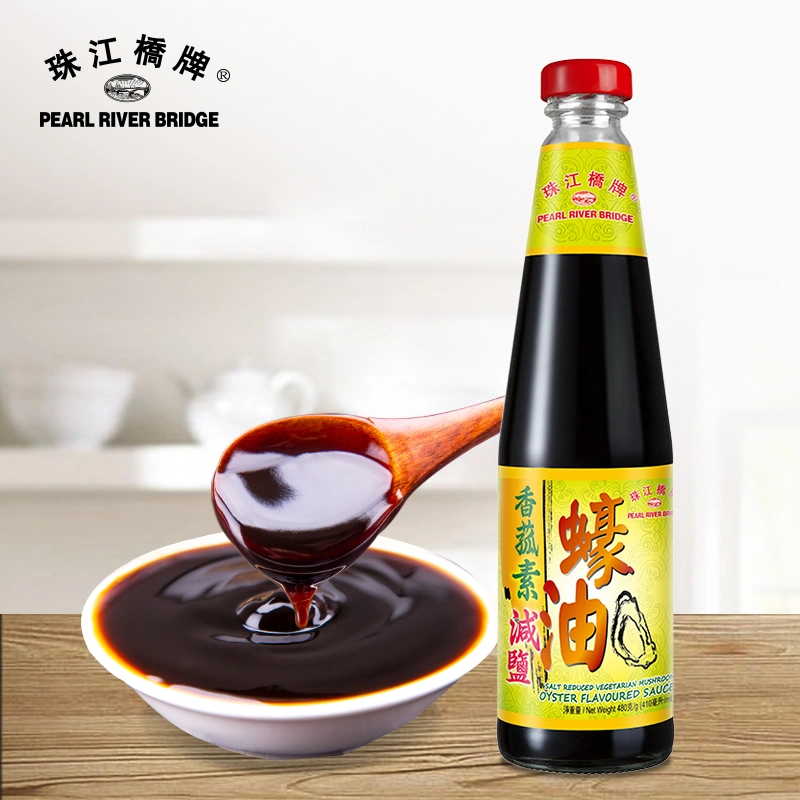 Pearl River Bridge Salt Reduced Vegetarian Mushroom Oyster Flavoured Sauce 480g Healthy and Natural Food Additive