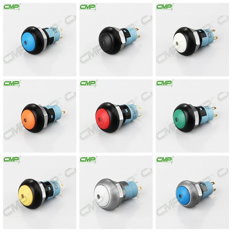 CMP 12mm Illuminated Locking Mushroom Button Push Button Switch with DOT LED