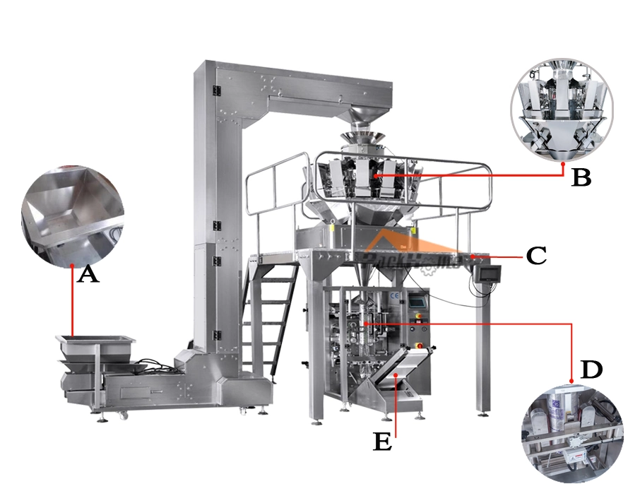 100-5000g Noodle Mushroom/Champignon/Russula/Shiitake/Weighing Filling Bagging Wrapping Package Packaging Packing Machine