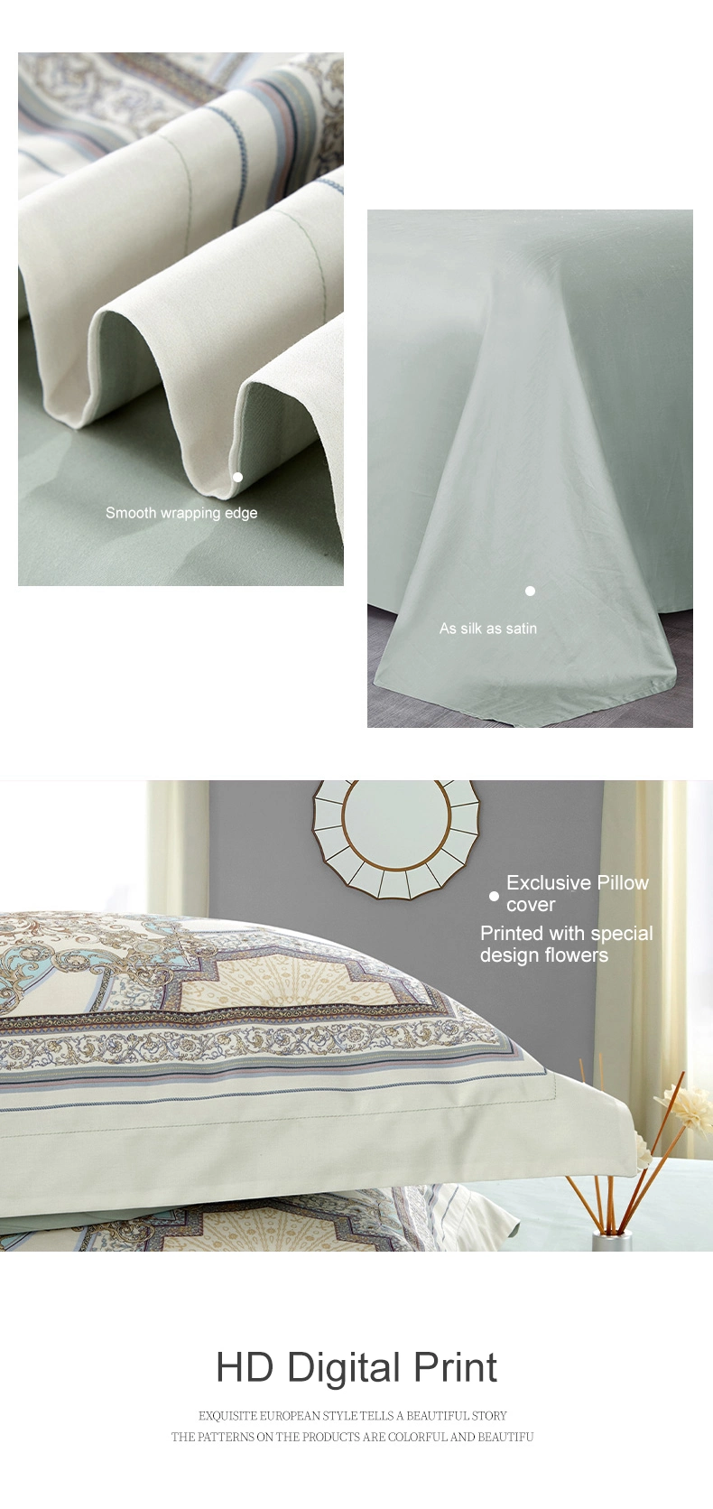 Luxury Exquisite Complete Pattern Supima Cotton European Duvet Sets Double King California King Optional