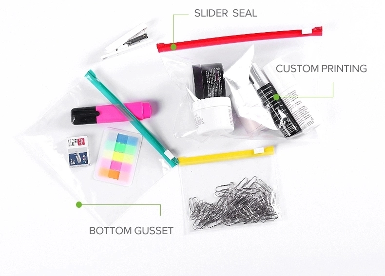 Reclosable Bag with Slider, Slider Zipper Bag, Different Slider Track Color, Click Type