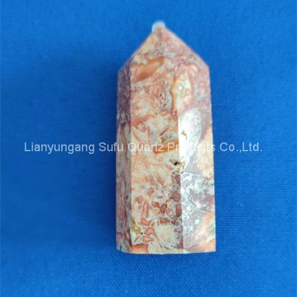 Wholesale Natural Flower Agate Point Cherry Blossom Agate Point Crystal Healing Wand Point for Decoration