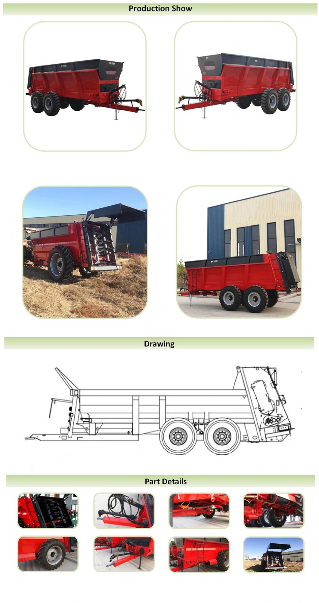 Cow Manure Distributor/Sheep/Goat Manure Spreading Machine/Fowl Manure/Chicken Manure/Poultry Dung Spreader (customization)