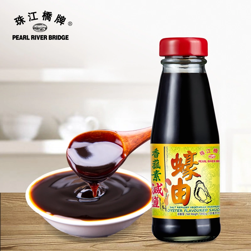 Pearl River Bridge Salt Reduced Vegetarian Mushroom Oyster Flavoured Sauce 139g Healthy and Convenient Condiment