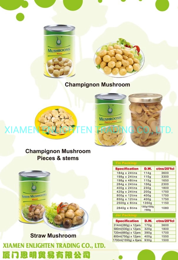 Canned Abalone Mushroom in Brine425g Clear Edible Fresh Water Mushroom with Superior Quality