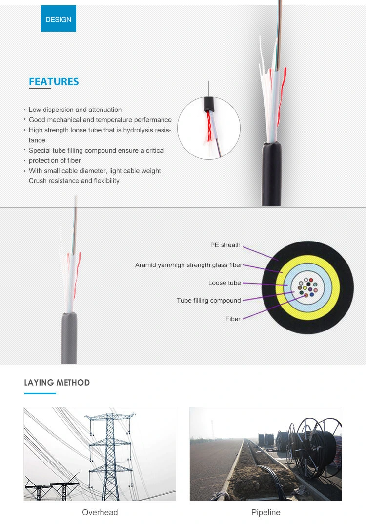 JET 8 core OM2 50/125um Multimode Central Loose Tube Indoor /Outdoor fiber optic Cable For Russia cabling system