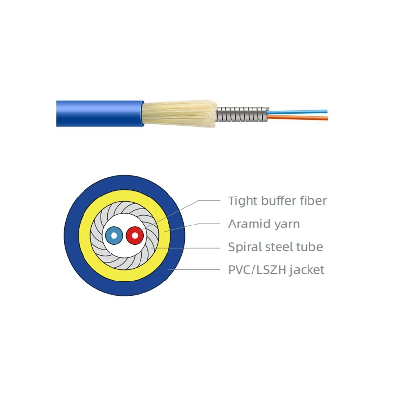 Gjsfjv Indoor Armored Optical Fiber Cable 2 Core Fibra Optic Cable for Indoor Communication Cable