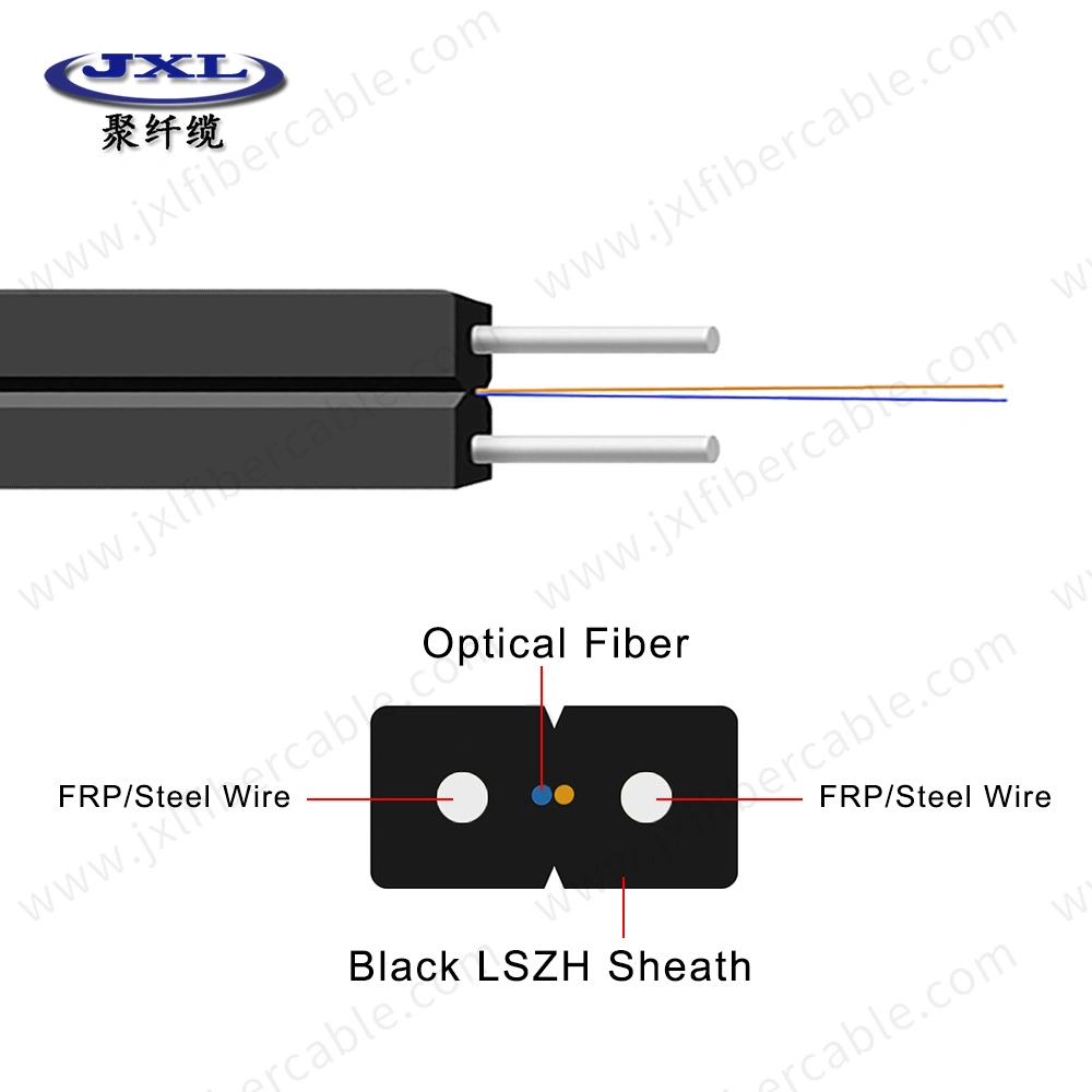 FTTH Drop Fiber Optic 2 Core Single Mode G657A1 Fiber Optic Cable Indoor Cable LSZH Jacket