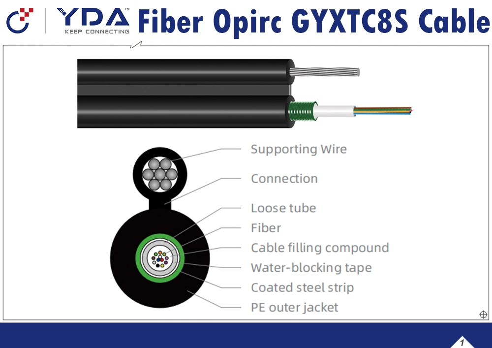 Outdoor Single-Mode Fiber Optic Cable Gyxtc8s Cable Figure 8 Central Loose Tube Cable