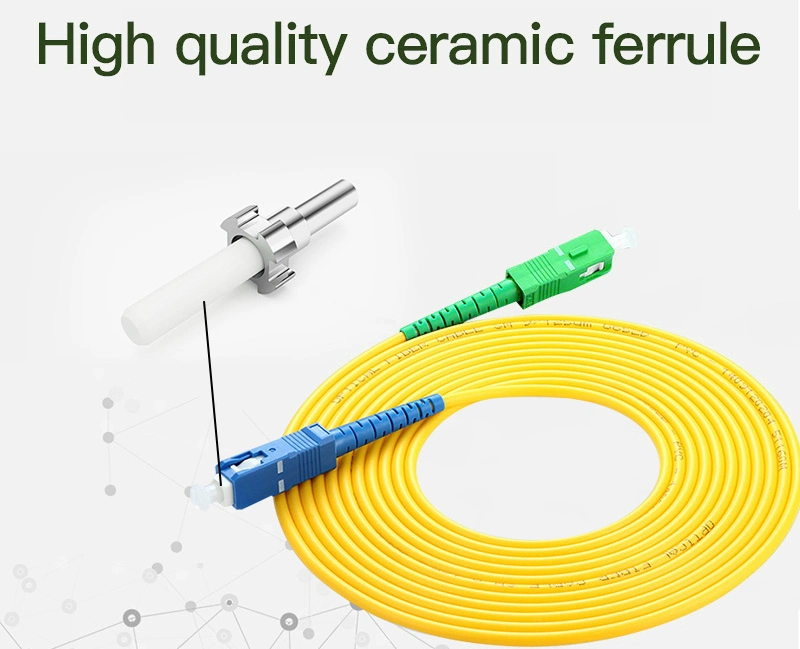 Sc/APC-Sc/Upc Simplex 2.0mm 3.0mm PVC Fiber Optic Jumper Cable Single Mode Extension Patch Cord 1m, 3m, 5m, 10m, 20m, 30m Fiber Optic Patch Cord FTTH