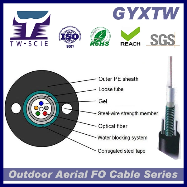 4 Core Single Mode GYXTW Fiber Optic Cable
