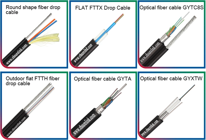 Outdoor Messenger FRP Strength Member Fiber Optic Cable FTTH