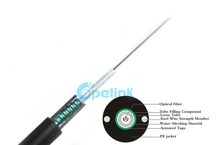 Outdoor Fiber Cable Unitube Light-Armored Loose Tube Fiber Optic Cable GYXTW  4cores