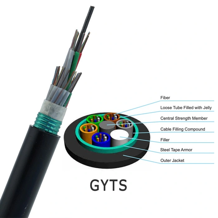 48 72 96cores Outdoor Direct Buried Armored Fiber Optic Cable GYTS Duct Optica Fibra Cable