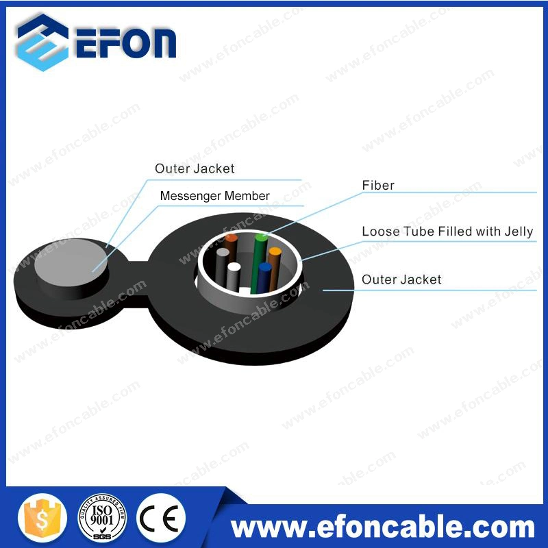 Aerial Figure 8 Self-Supporting FTTH Outdoor Cable with Messenger Wire Waterproof Fiber Optic Cable