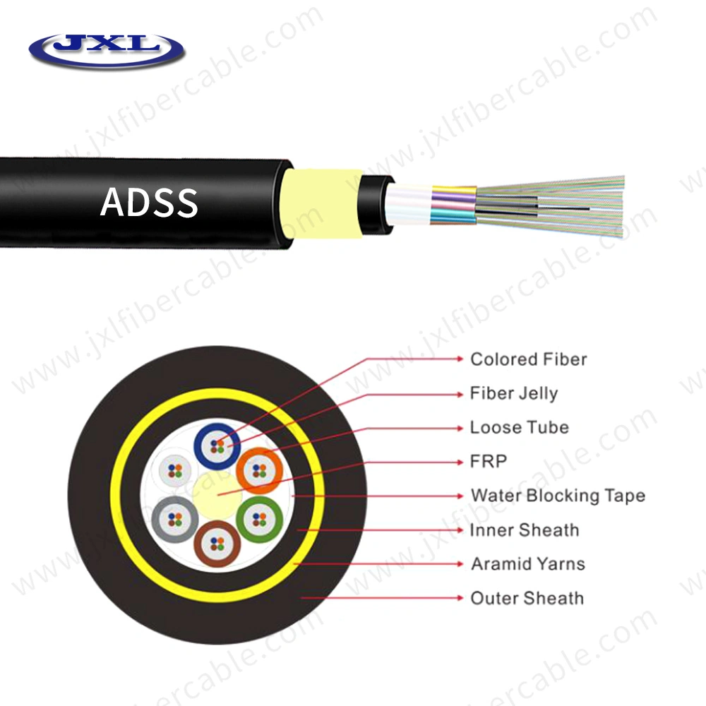 8core Fiber Cable All Dielectric Self-Supporting Fiber Optic Cable ADSS Aramid Yarn PE Jacket