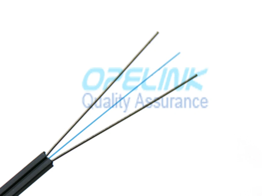 FTTH Drop Fiber Optic Cable GJXFH/Gjxh Optical Fiber Cable Black LSZH / PVC Sheath