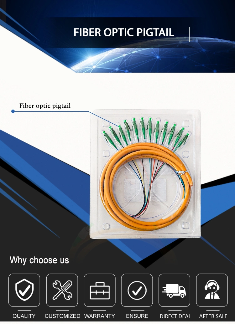 Fiber Optic 900mm Singlemode Pigtail FTTH Bundle Pigtail Cable 12 Core Ribbon Pigtail