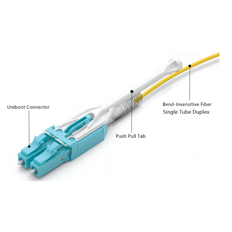 Muiti Mode Fiber Cable Patch Cord LC Duplex Uniboot Connector High Density Fiber Optic Assemlies for Patch Panel