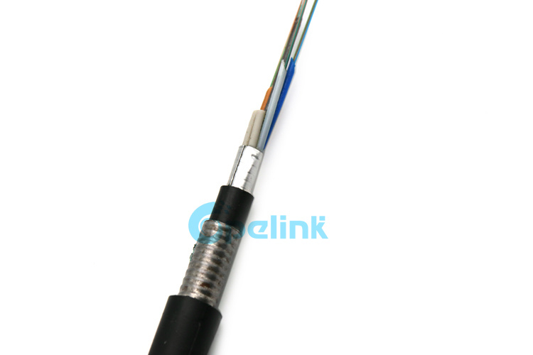 Outdoor Armored Optical Fiber Cable Double Jacket Fiber Optic Cable GYTA53, 12cores