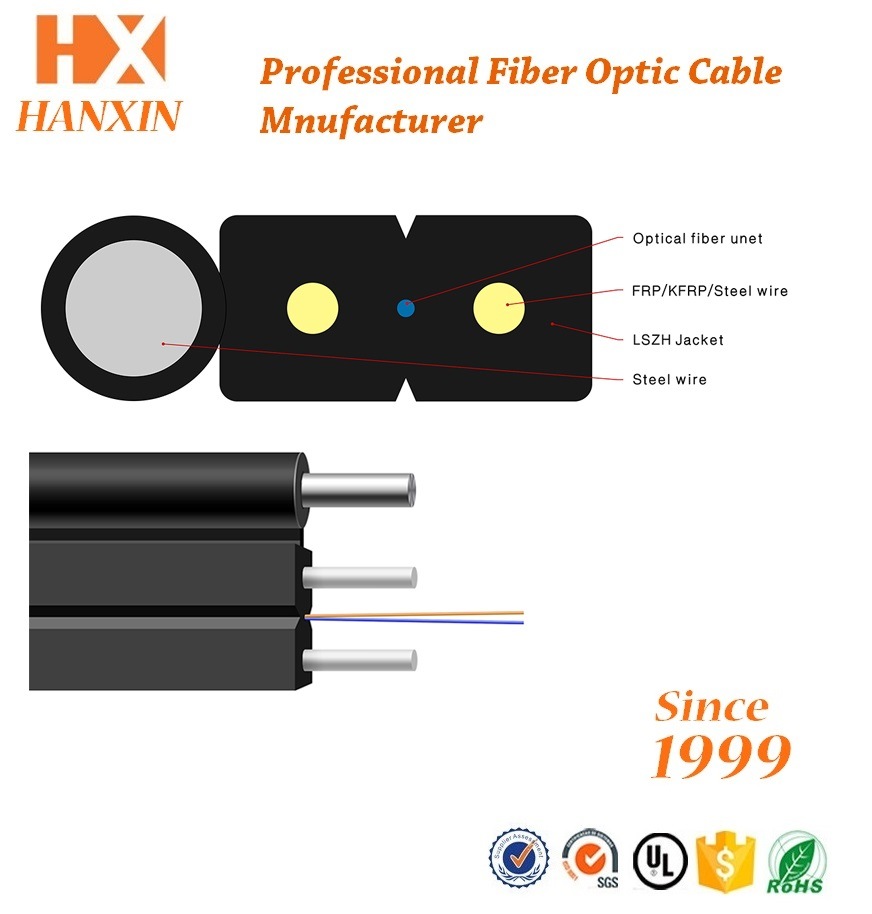Hanxin 20 Years Brand OEM 12/24 Core Fiber Optical Indoor Multi Strand Single Core Cable Spiral Armoured Fiber Cable