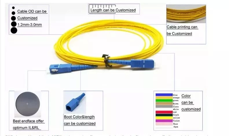 High Quality Single Mode 9/125 Duplex Sc/Upc-Sc/Upc Fiber Optic Patch Cord Yellow Patch Cord Sc FTTH Fiber Optic Drop Cable Patch Cord