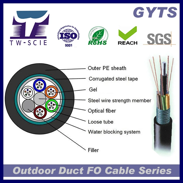 Steel Tape Layer Loose Tube Outdoor Optical Fiber Cable GYTS