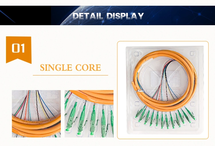 Fiber Optic 900mm Singlemode Pigtail FTTH Bundle Pigtail Cable 12 Core Ribbon Pigtail