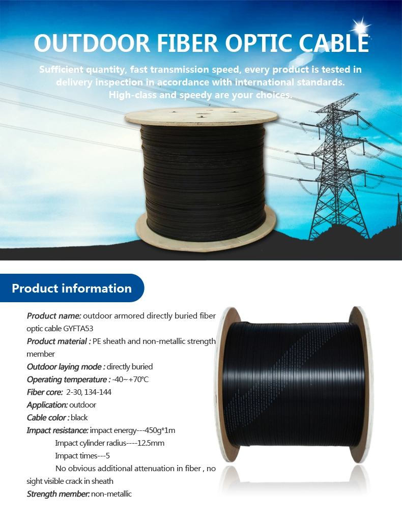 Single Mode Armored Fiber Optic Cable for FTTH