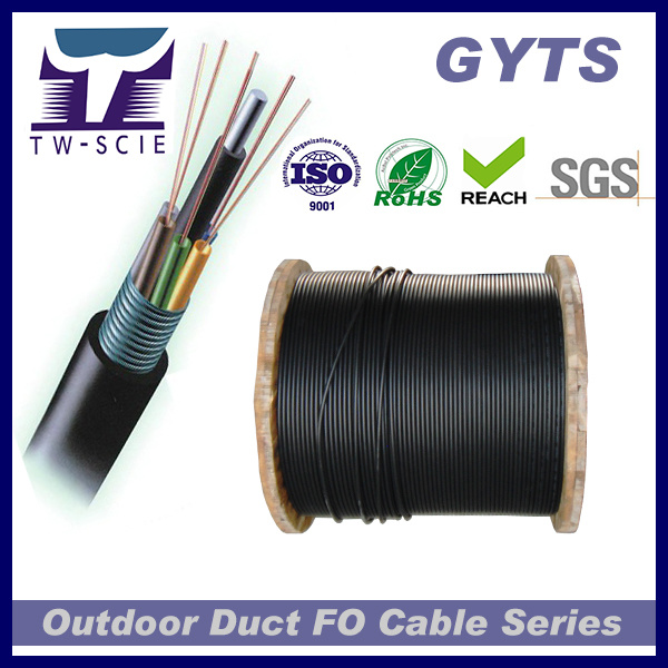 Aerial Steel Armored Fiber Optic Cable Communication GYTS Cable