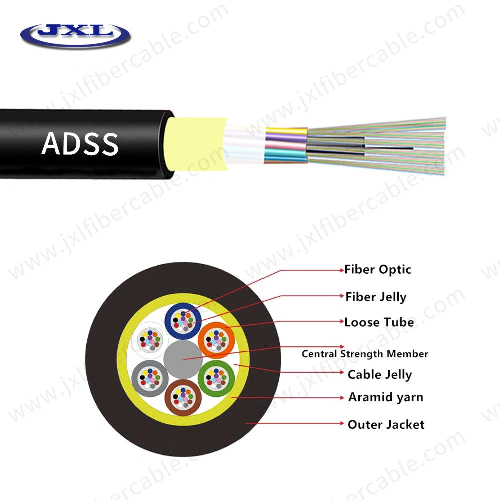 Communication Outdoor Fiber Optical Cable Single Mode G657A1 9/125 Fiber Cable ADSS Aramid Yarn