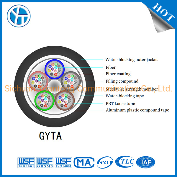 Competitive Single Core Fiber GYTA Outdoor Armoured Aluminum Tape Fiber Optic Cable