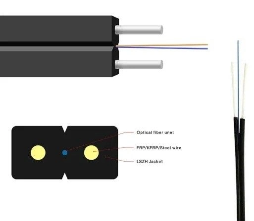 Overhead Long Distance Fiber Optic Cable Black Fiber Optic Bundle Cable FTTH Optical Fiber Cable